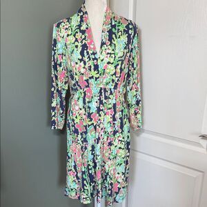 Lilly Pulitzer Alexandra Dress in the Bright Navy Southern Charm print Size XL